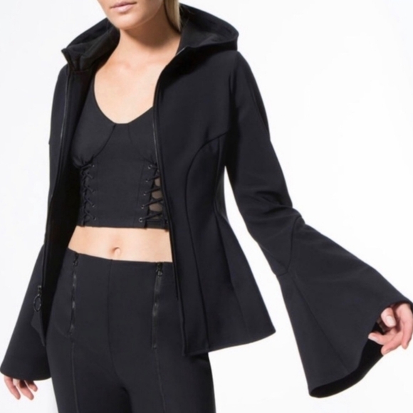 Jonathan Simkhai Jackets & Blazers - Jonathan Simkhai Hood Jacket. Size Medium Black Flare Sleeves. Zip Up. Like New